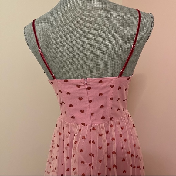 NWT Betsey Johnson Valentines Metallic Heart Print Mesh Midi Dress TIKTOK Viral - Picture 11 of 11